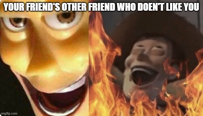 Evil Woody | YOUR FRIEND'S OTHER FRIEND WHO DOEN'T LIKE YOU | image tagged in evil woody | made w/ Imgflip meme maker