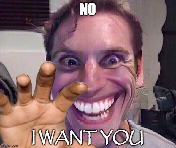 NO I WANT YOU | made w/ Imgflip meme maker