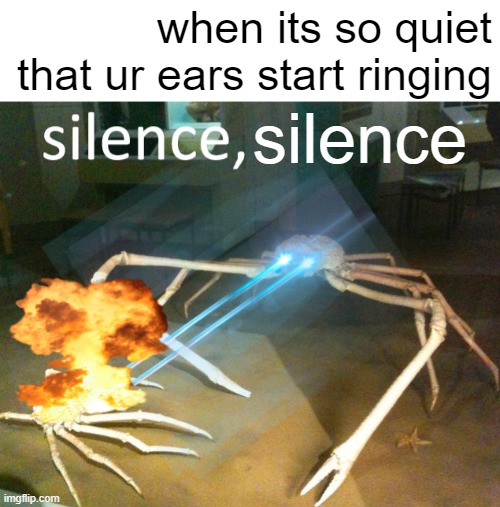 Silence Crab | when its so quiet that ur ears start ringing; silence | image tagged in silence crab | made w/ Imgflip meme maker