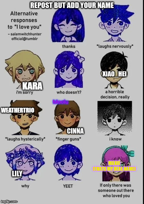 why did i do the text colors spamton themed | MAXIE
[THATS MY REAL NAME] | made w/ Imgflip meme maker