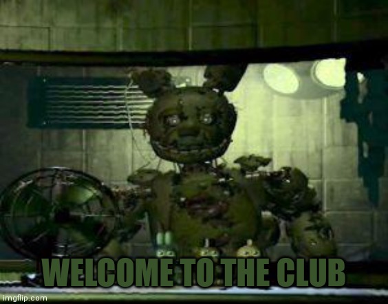 FNAF Springtrap in window | WELCOME TO THE CLUB | image tagged in fnaf springtrap in window | made w/ Imgflip meme maker