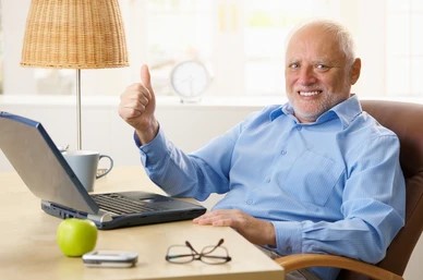 High Quality Awkward smile old man thumbs up Blank Meme Template