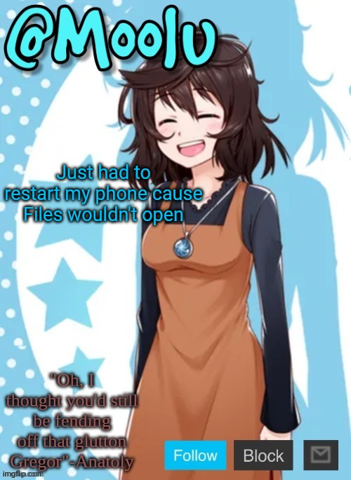 My phone restarts quickly | Just had to restart my phone cause Files wouldn't open | image tagged in announcement temp thanks snowy_lokifnf_official | made w/ Imgflip meme maker