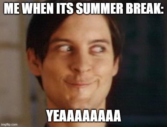me in summer | ME WHEN ITS SUMMER BREAK:; YEAAAAAAAA | image tagged in memes,spiderman peter parker | made w/ Imgflip meme maker