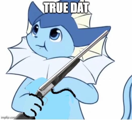 Vaporeon with gun | TRUE DAT | image tagged in vaporeon with gun | made w/ Imgflip meme maker
