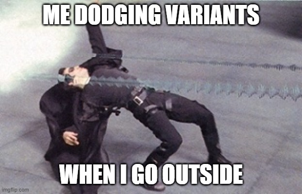The Matrix | ME DODGING VARIANTS; WHEN I GO OUTSIDE | image tagged in memes,matrix,covid-19 | made w/ Imgflip meme maker