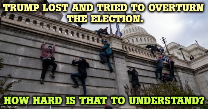 Trump keeps on with the Big Lie because that's the only way to keep the money machine going. | TRUMP LOST AND TRIED TO OVERTURN 
THE ELECTION. HOW HARD IS THAT TO UNDERSTAND? | image tagged in capitol riot,election,lost,trump,sore loser | made w/ Imgflip meme maker