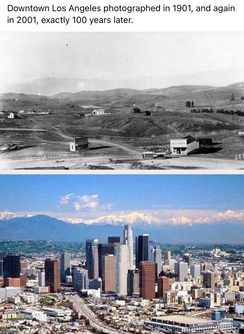 Downtown Los Angeles then and now | image tagged in downtown los angeles then and now | made w/ Imgflip meme maker