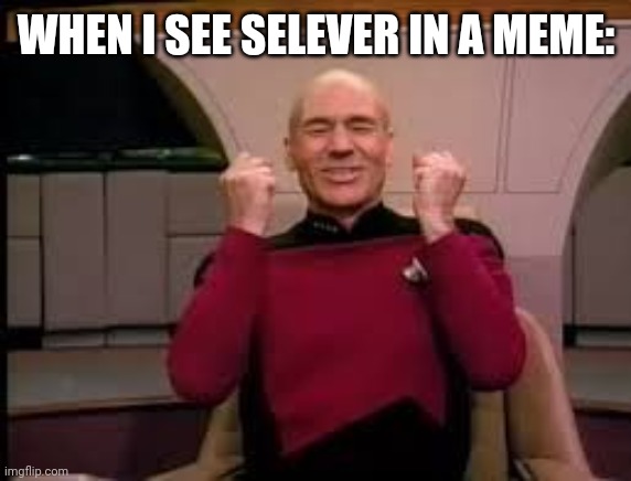 Picard yessssss | WHEN I SEE SELEVER IN A MEME: | image tagged in picard yessssss | made w/ Imgflip meme maker