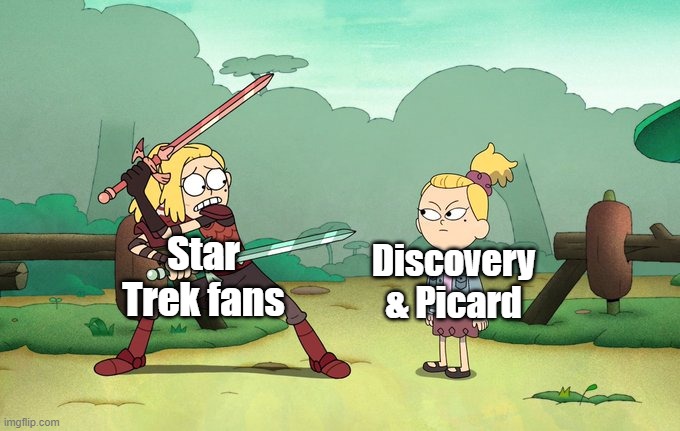 The Two Sashas | Star Trek fans; Discovery & Picard | image tagged in the two sashas | made w/ Imgflip meme maker