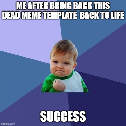Meme | ME AFTER BRING BACK THIS DEAD MEME TEMPLATE  BACK TO LIFE; SUCCESS | image tagged in memes,success kid | made w/ Imgflip meme maker