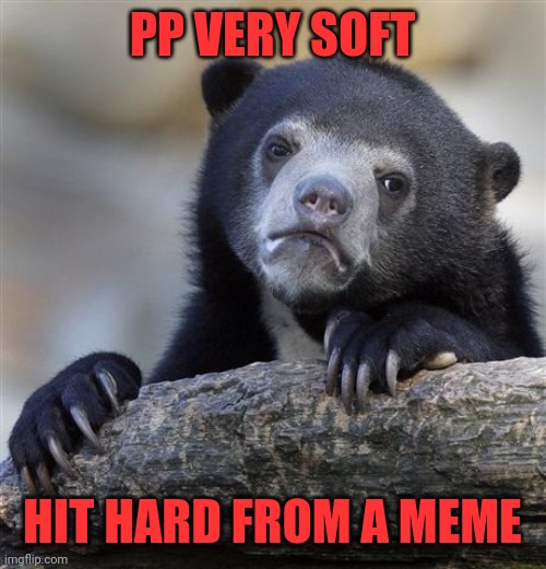 Confession Bear Meme | PP VERY SOFT HIT HARD FROM A MEME | image tagged in memes,confession bear | made w/ Imgflip meme maker