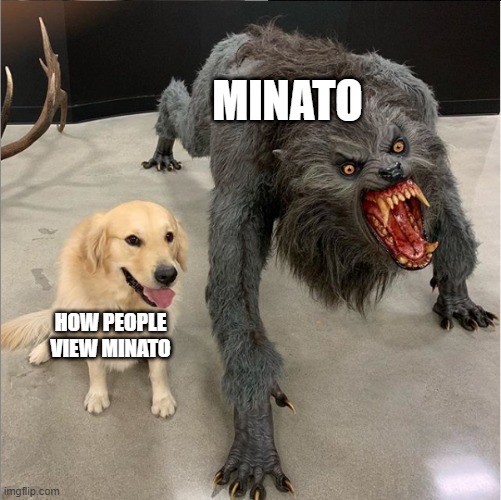 He's out for blood | MINATO; HOW PEOPLE VIEW MINATO | image tagged in dog vs wolf | made w/ Imgflip meme maker