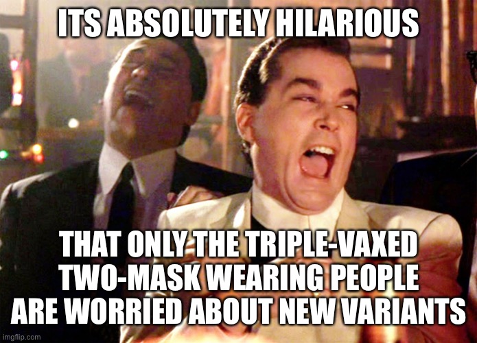 Good Fellas Hilarious Meme | ITS ABSOLUTELY HILARIOUS; THAT ONLY THE TRIPLE-VAXED TWO-MASK WEARING PEOPLE ARE WORRIED ABOUT NEW VARIANTS | image tagged in memes,good fellas hilarious | made w/ Imgflip meme maker