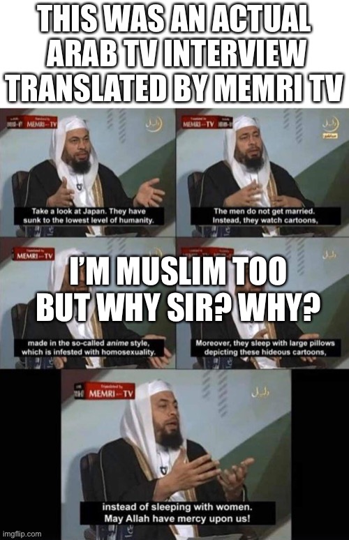 The AAA have brainwashed people about how what some thing bad existing is a “Let’s destroy the origin place” ticket | I’M MUSLIM TOO BUT WHY SIR? WHY? | image tagged in oh no | made w/ Imgflip meme maker