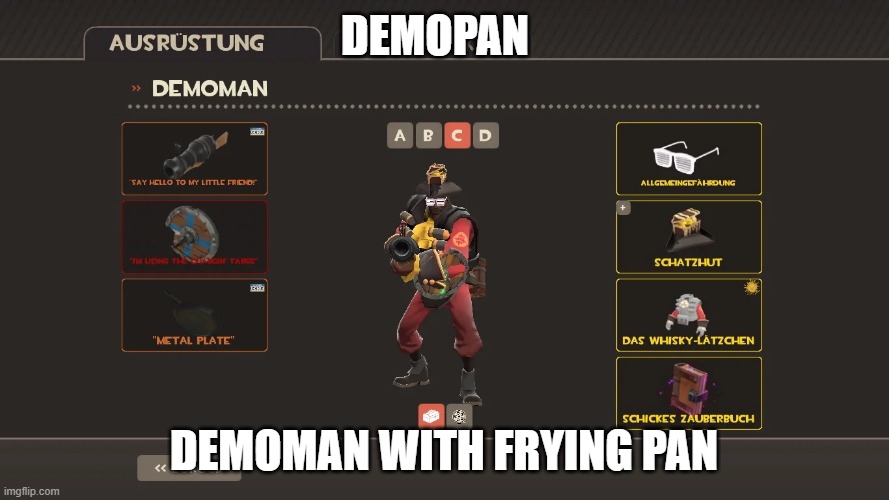 DEMOPAN DEMOMAN WITH FRYING PAN | made w/ Imgflip meme maker