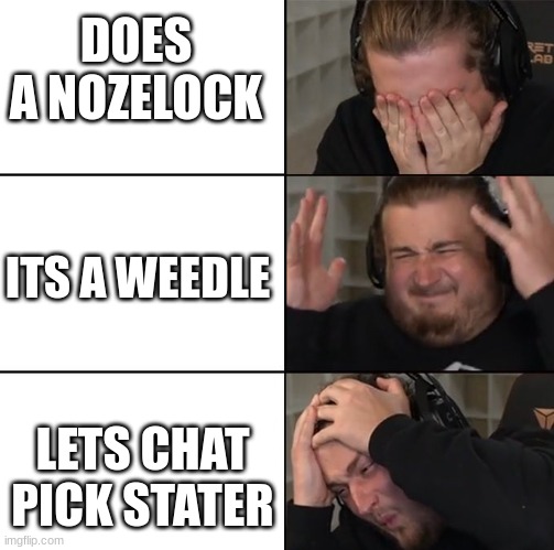 weedle... | DOES A NOZELOCK; ITS A WEEDLE; LETS CHAT PICK STATER | image tagged in purplecliff pain | made w/ Imgflip meme maker