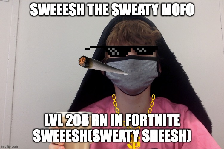 NOT SAFE FOR WORK GONNA MAKE YOU HORNY | SWEEESH THE SWEATY MOFO; LVL 208 RN IN FORTNITE
SWEEESH(SWEATY SHEESH) | image tagged in weird anime hentai furry,hentai,furry,fortnite,socially awesome awkward penguin,lil nas x | made w/ Imgflip meme maker