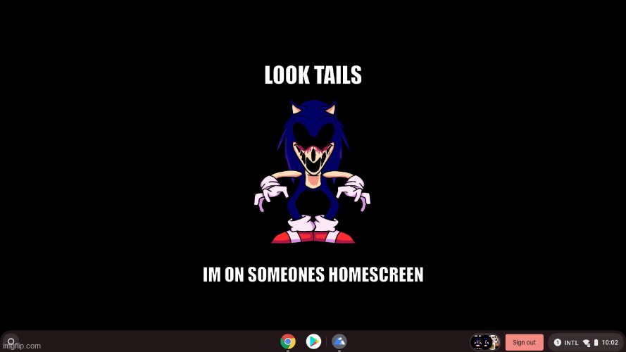 LOOK TAILS | image tagged in sonic exe says | made w/ Imgflip meme maker