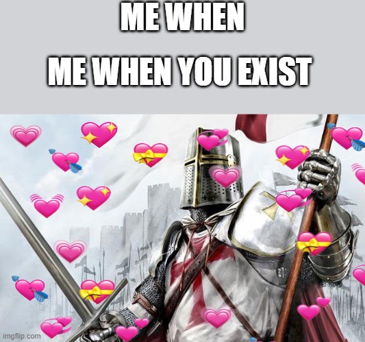 Me when | ME WHEN; ME WHEN YOU EXIST | image tagged in badass crusader | made w/ Imgflip meme maker