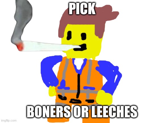 Fat blunt emmet | PICK; BONERS OR LEECHES | image tagged in fat blunt emmet | made w/ Imgflip meme maker