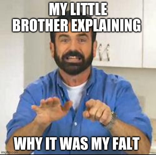 but wait there's more |  MY LITTLE BROTHER EXPLAINING; WHY IT WAS MY FALT | image tagged in but wait there's more | made w/ Imgflip meme maker