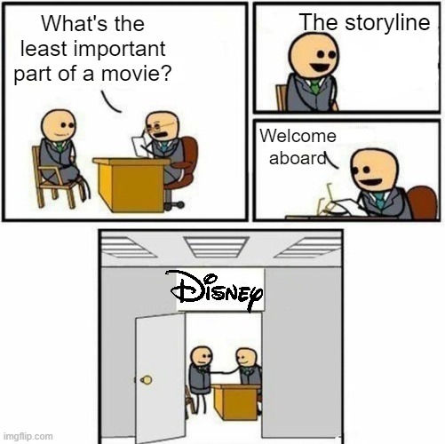It's all about the graphics obviously | The storyline; What's the least important part of a movie? Welcome aboard | image tagged in you're hired,disney | made w/ Imgflip meme maker