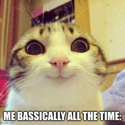 Smiling Cat Meme | ME BASICALLY ALL THE TIME: | image tagged in memes,smiling cat | made w/ Imgflip meme maker