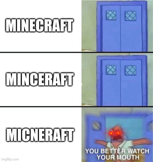 Minecraft VS. Minceraft | MINECRAFT; MINCERAFT; MICNERAFT | image tagged in you better watch your mouth,funny,memes | made w/ Imgflip meme maker