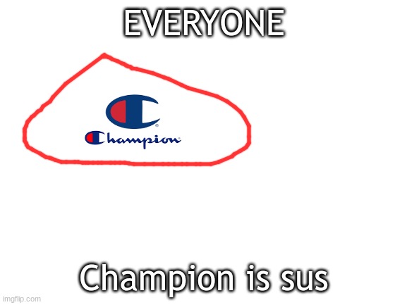 Blank White Template | EVERYONE; Champion is sus | image tagged in blank white template,wait what | made w/ Imgflip meme maker