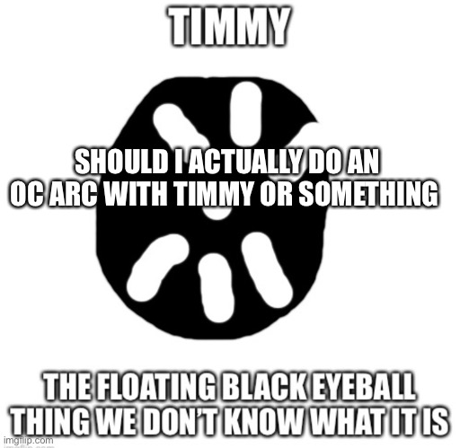 Timmy temp | SHOULD I ACTUALLY DO AN OC ARC WITH TIMMY OR SOMETHING | image tagged in timmy temp | made w/ Imgflip meme maker