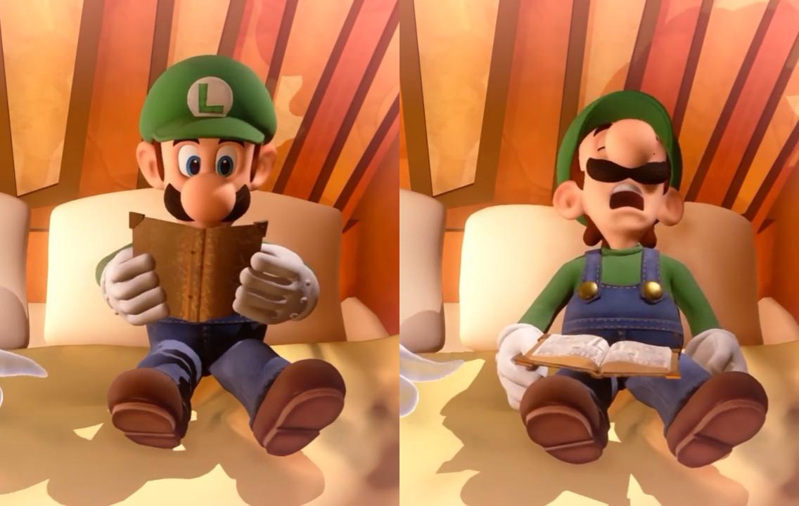 Luigi reading Blank Meme Template