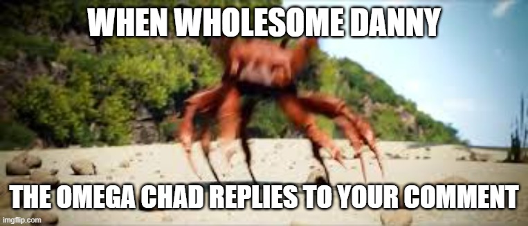 crab rave | WHEN WHOLESOME DANNY THE OMEGA CHAD REPLIES TO YOUR COMMENT | image tagged in crab rave | made w/ Imgflip meme maker