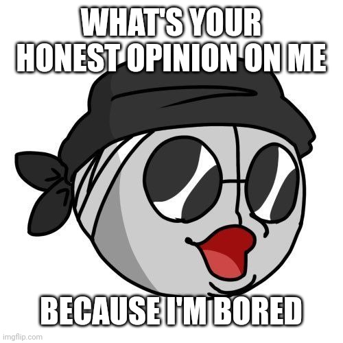 Also I'm genuinely curious | WHAT'S YOUR HONEST OPINION ON ME; BECAUSE I'M BORED | image tagged in sanford pog | made w/ Imgflip meme maker