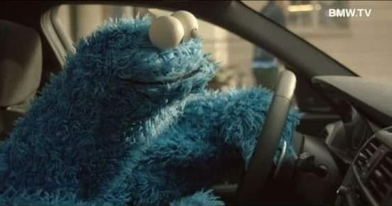 COOKIE MONSTER AT THE WHEEL Blank Meme Template