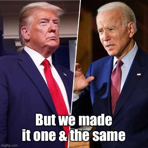 Trump Biden | But we made it one & the same | image tagged in trump biden | made w/ Imgflip meme maker