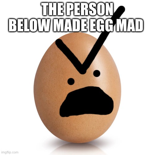 THE PERSON BELOW MADE EGG MAD | image tagged in egg | made w/ Imgflip meme maker