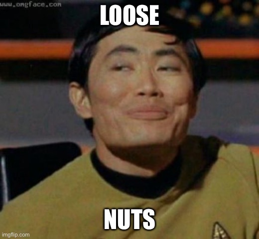 sulu | LOOSE NUTS | image tagged in sulu | made w/ Imgflip meme maker