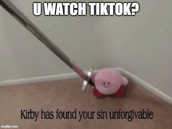 Kirby has found your sin unforgivable | U WATCH TIKTOK? | image tagged in kirby has found your sin unforgivable | made w/ Imgflip meme maker