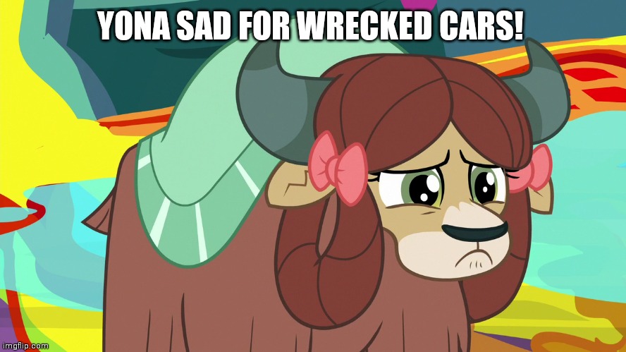 Upsetted Yona (MLP) | YONA SAD FOR WRECKED CARS! | image tagged in upsetted yona mlp | made w/ Imgflip meme maker