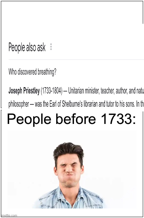 People before 1733 were such a great breath holder | People before 1733: | image tagged in memes,blank comic panel 1x2 | made w/ Imgflip meme maker