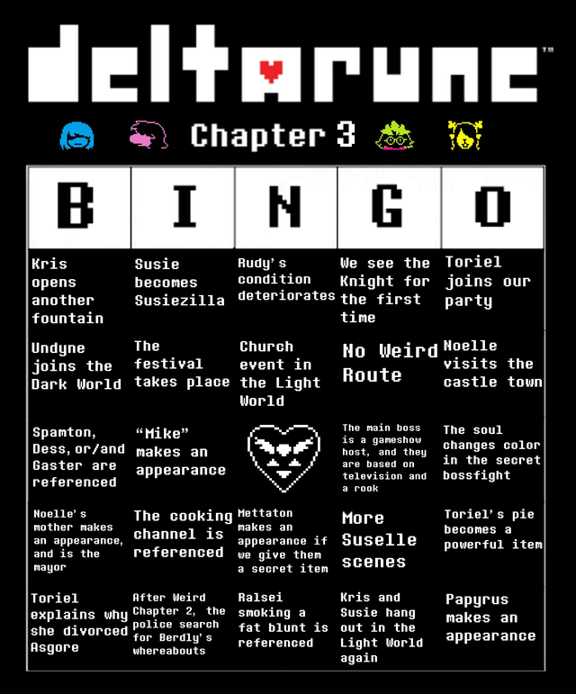 High Quality deltarune ch 3 bingo Blank Meme Template