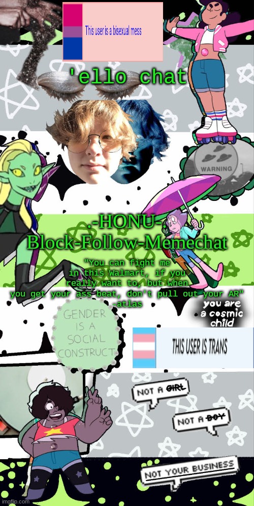 honu's agender temp | 'ello chat | image tagged in honu's agender temp | made w/ Imgflip meme maker