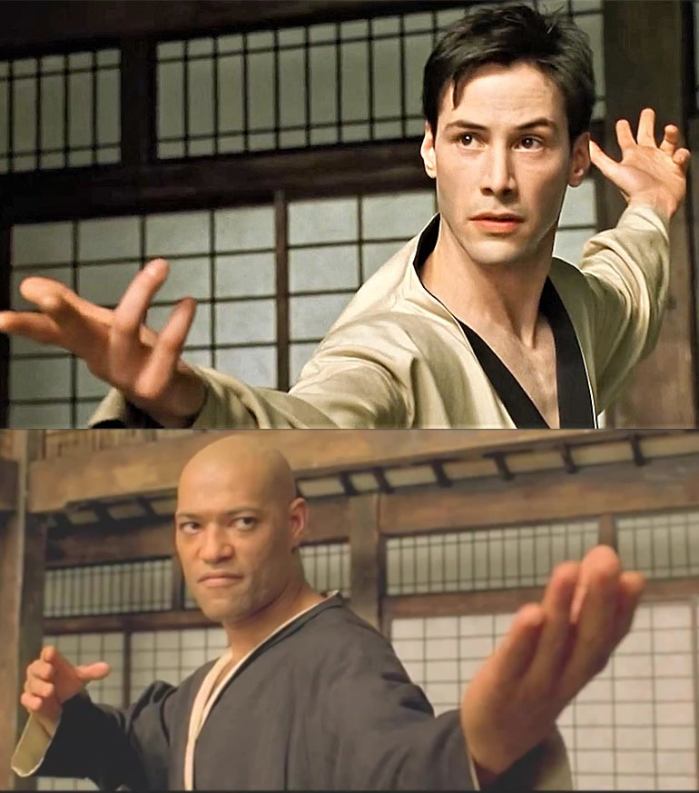 Neo and Morpheus Fight Blank Meme Template
