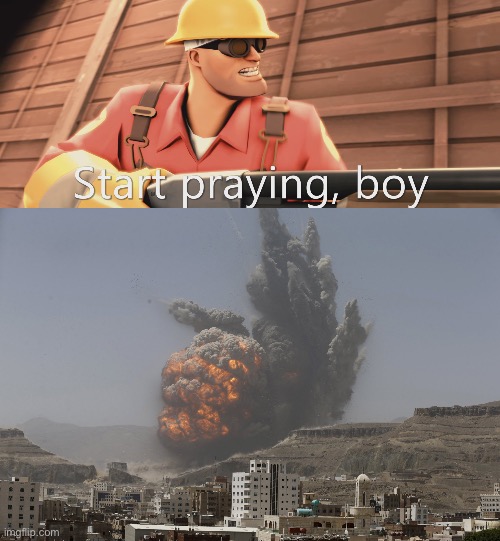 image tagged in start praying boy,car bomb from plane | made w/ Imgflip meme maker