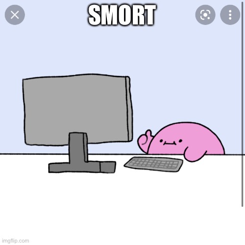 Kirby thumbs up while looking at a computer | SMORT | image tagged in kirby thumbs up while looking at a computer | made w/ Imgflip meme maker