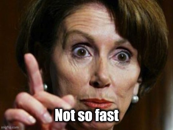 Nancy Pelosi No Spending Problem | Not so fast | image tagged in nancy pelosi no spending problem | made w/ Imgflip meme maker