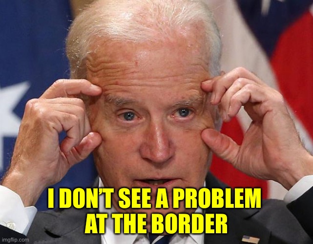 Focused Joe | I DON’T SEE A PROBLEM 
AT THE BORDER | image tagged in focused joe | made w/ Imgflip meme maker