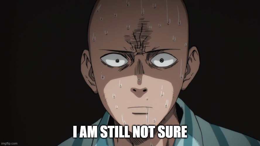 Saitama | I AM STILL NOT SURE | image tagged in saitama | made w/ Imgflip meme maker