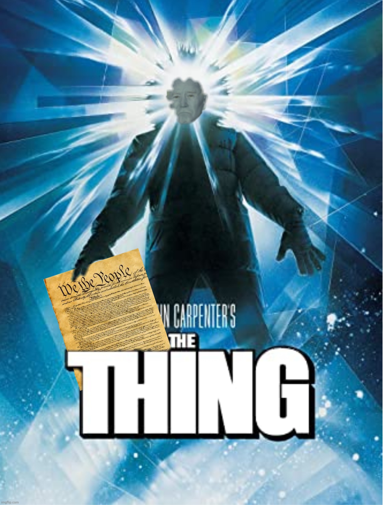 Bad Photoshop Sunday presents:  The Thing | image tagged in bad photoshop sunday,joe biden,the constitution,the thing | made w/ Imgflip meme maker